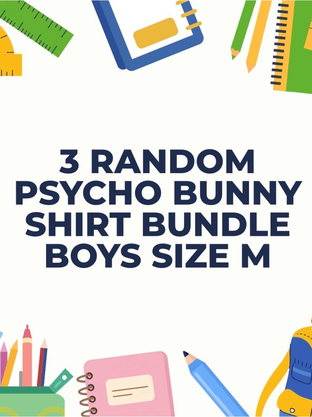 Psycho Bunny Boys Shirt Bundle - Navy Text on White with Multi-Color Accents